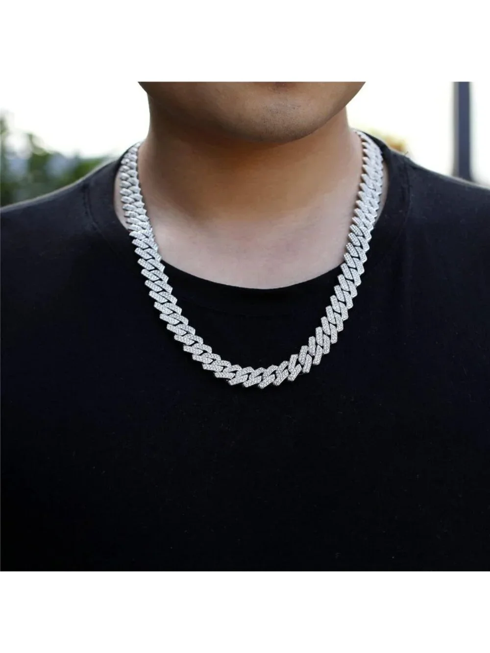 Iced Out Cuban Link Chain Necklace for Men & Women - Stylish Miami Jewelry